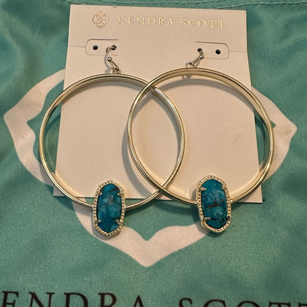 Kendra Scott Danielle Gold Hoop Turquoise Earrings